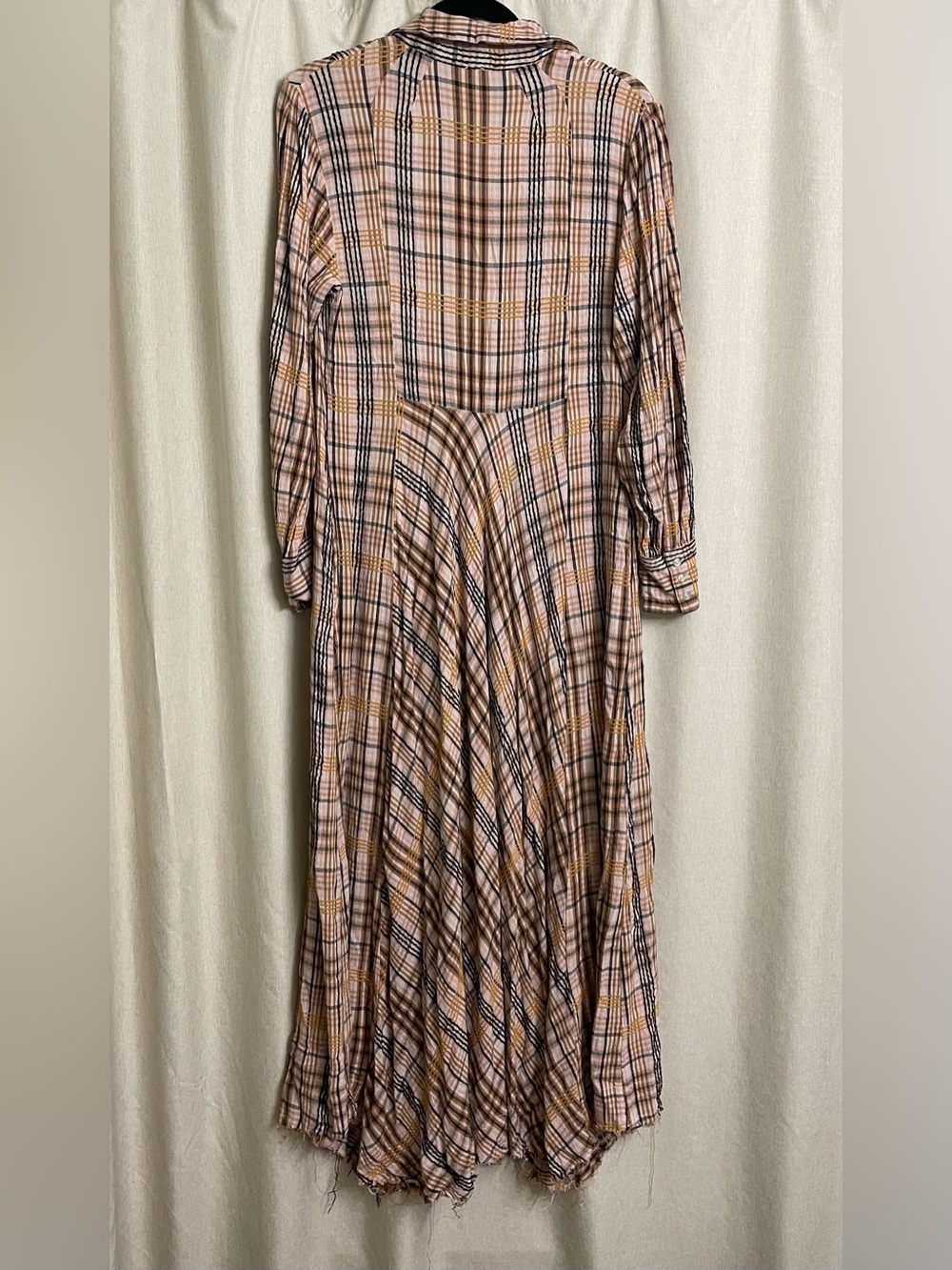 Free People Sadie Plaid Maxi Dress Button Front Duster Size S - Picture 3 of 8
